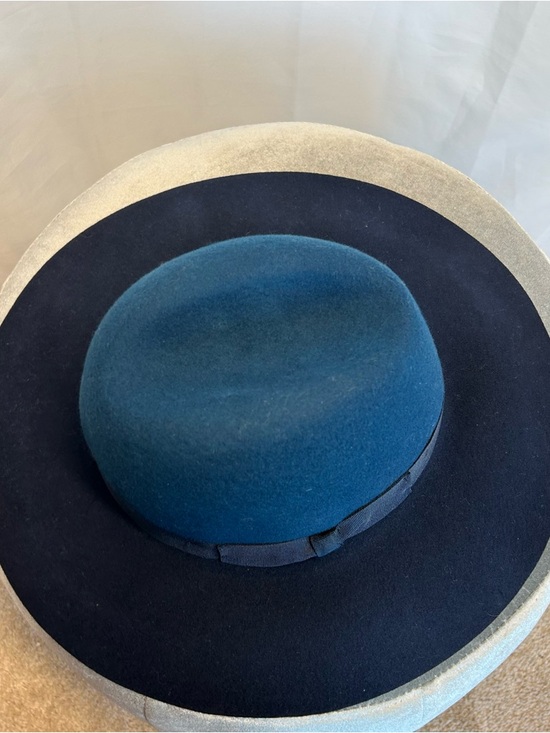 Isaac mizrahi blue black felt fedora hat two-toned NWOT - Picture 5 of 8